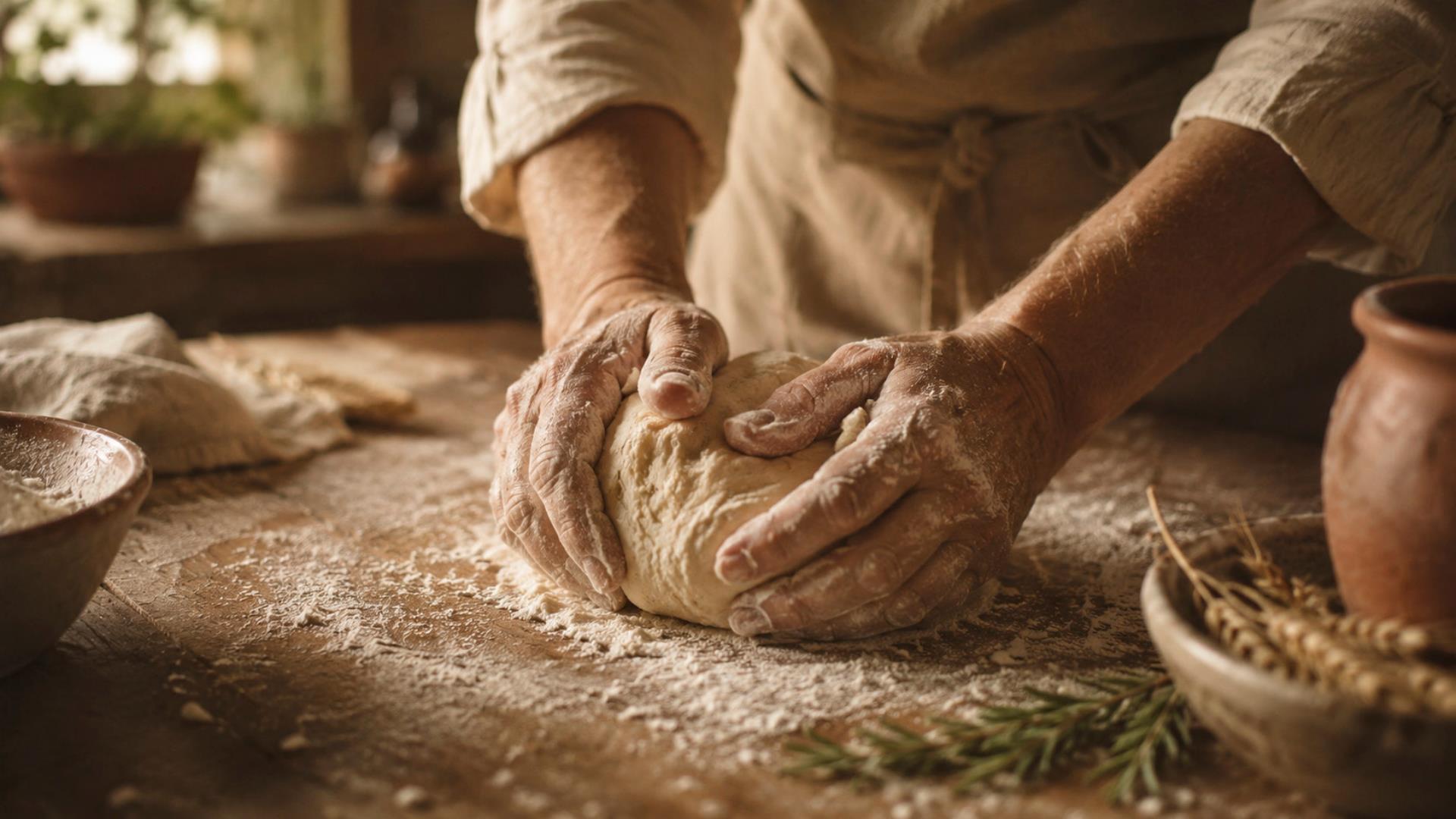 Preparazione del pane in fattoria