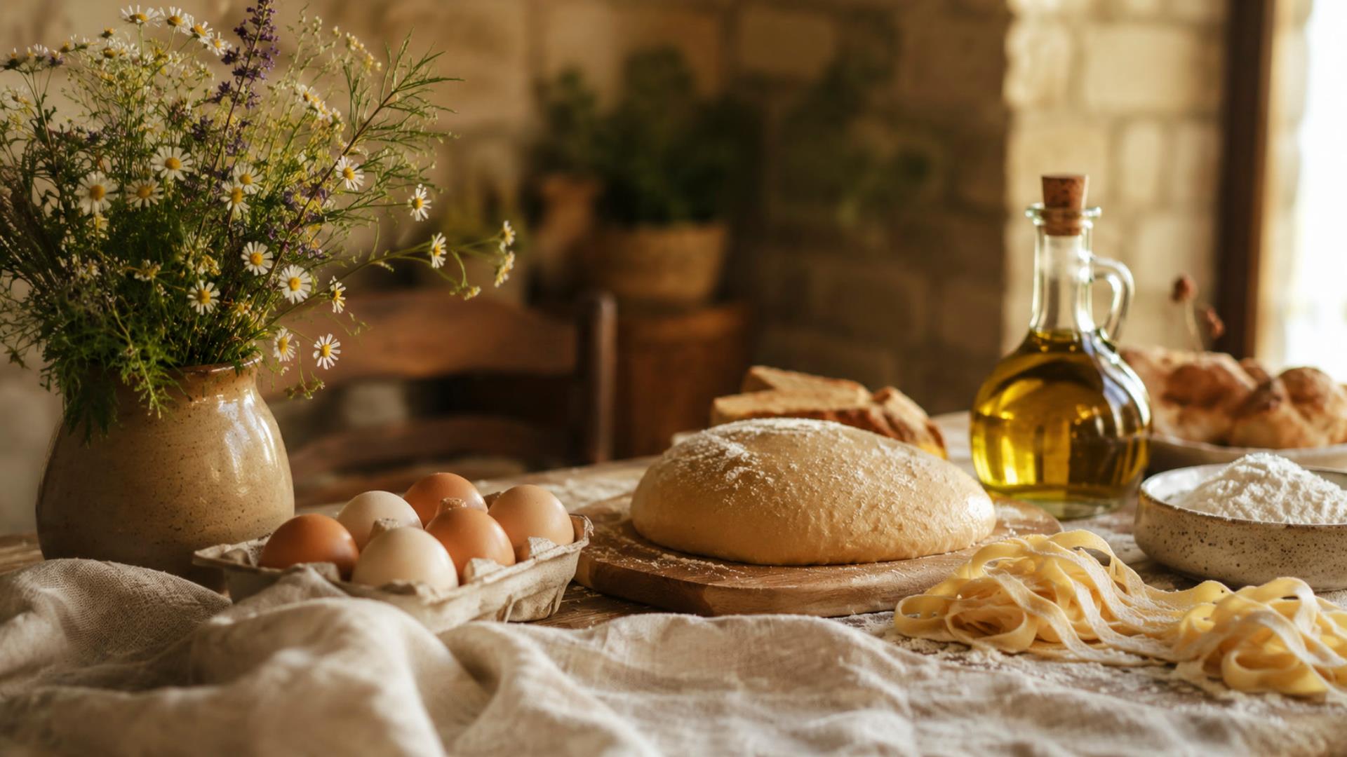 Tavola rustica con ingredienti